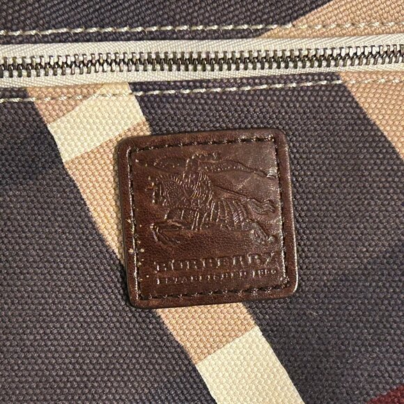 BURBERRY Mega Nova Check Large Canvas and Leather Handbag Cinch Shopper Tote - Picture 8 of 12